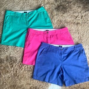 J. Crew Green and Pink Bermuda Shorts Vibrant Cotton Blend